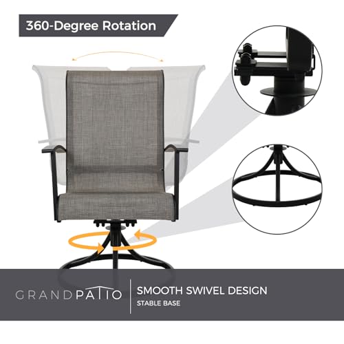 Grand patio 7-Piece Patio Dining Set for 6, Outdoor Dining Set with Swiviel Patio Chairs & 1 Rectangular Woodgrain Dining Table with Umbrella Hole