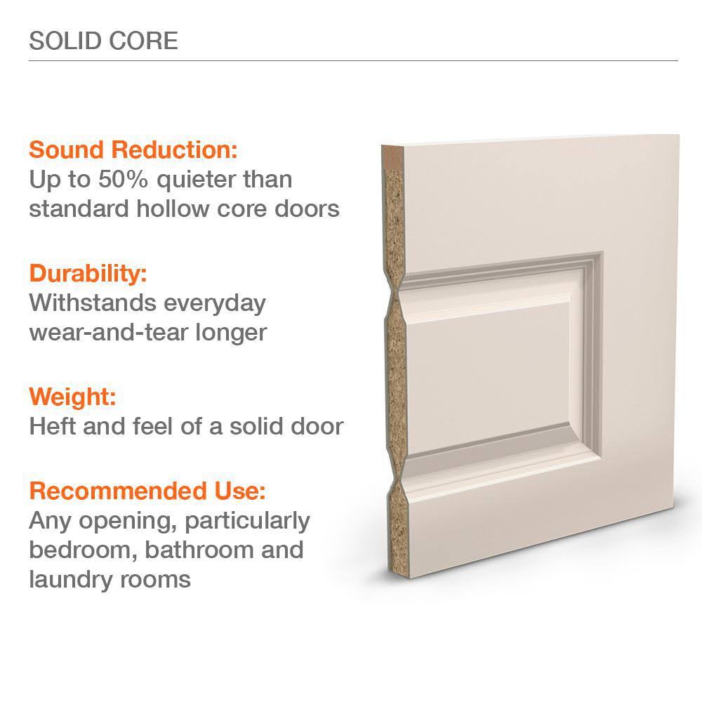 JELD-WEN 30 in. x 80 in. Continental Primed Left-Hand Smooth Solid Core Molded Composite MDF Single Prehung Interior Door THDJW1