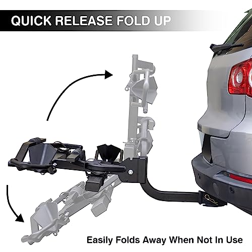 Leader Accessories 2-Bike Platform Style Hitch Mount Bike Rack, Tray Style Bicycle Carrier Racks Foldable Rack for Cars, Trucks