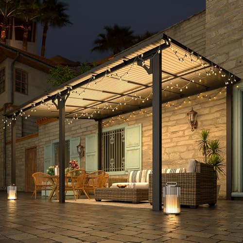 AECOJOY 10&rsquo; x 10&rsquo; Gazebo, Wall Mounted Gazebos Pergola on Clearance, Outdoor Patio Lean to Gazebo Awnings for Deck, Porch