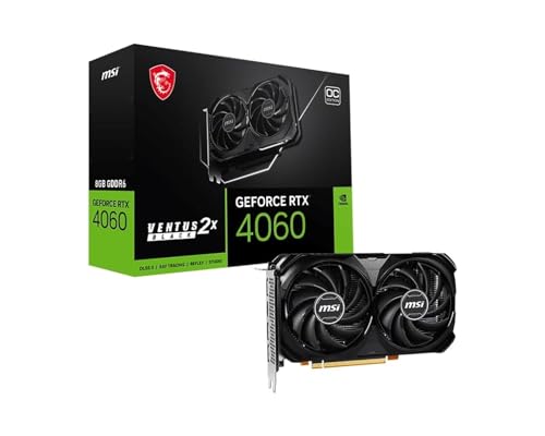 MSI GeForce RTX 4060 Ventus 2X Black 8G OC Gaming Graphics Card - 8GB GDDR6X, PCI Express Gen 4, 128-bit, 3X DP v 1.4a