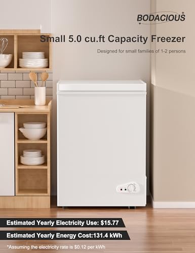 7.0 Cu Ft Chest Freezer - Energy Efficient & Quiet Mini Freezer with Adjustable Thermostat - Compact Deep Freezer for Home, Apartment, and Garage