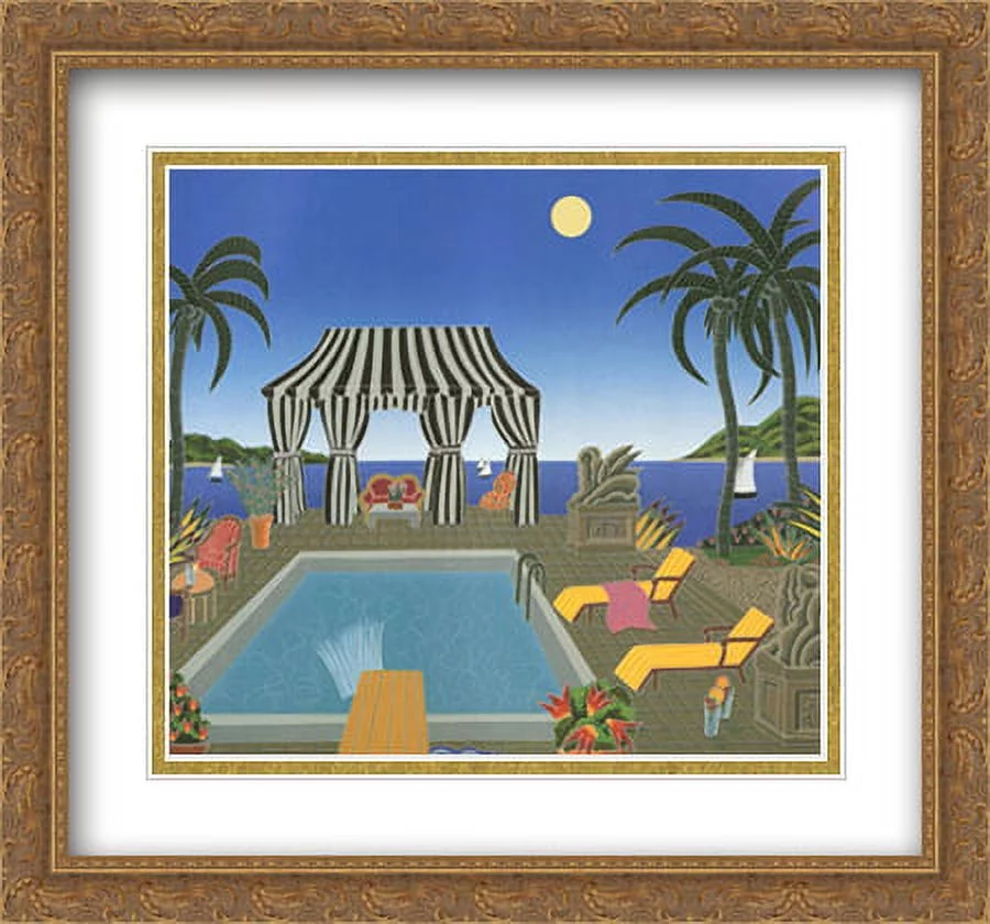 FrameToWall - South Ocean Boulevard 2x Matted 28x28 Large Gold Ornate Framed Art Print by Thomas McKnight