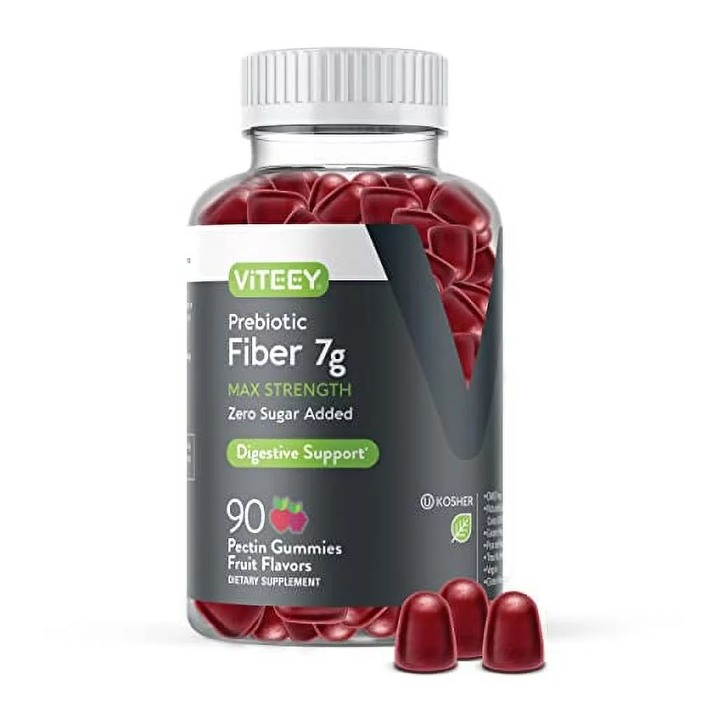 VITEEY Fiber 7g Gummies, Max Strength, Zero Sugar, Digestive Support, Fruit Flavor, 90 Count (Pack of 1) - Curated Treasures Market