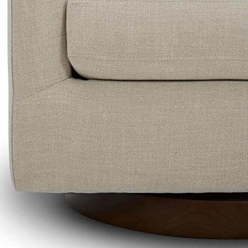 CHITA Swivel Accent Chair, FSC Certified Upholstered Fabric Barrel Chair for Living Room, Fully Assembled, Flax Beige