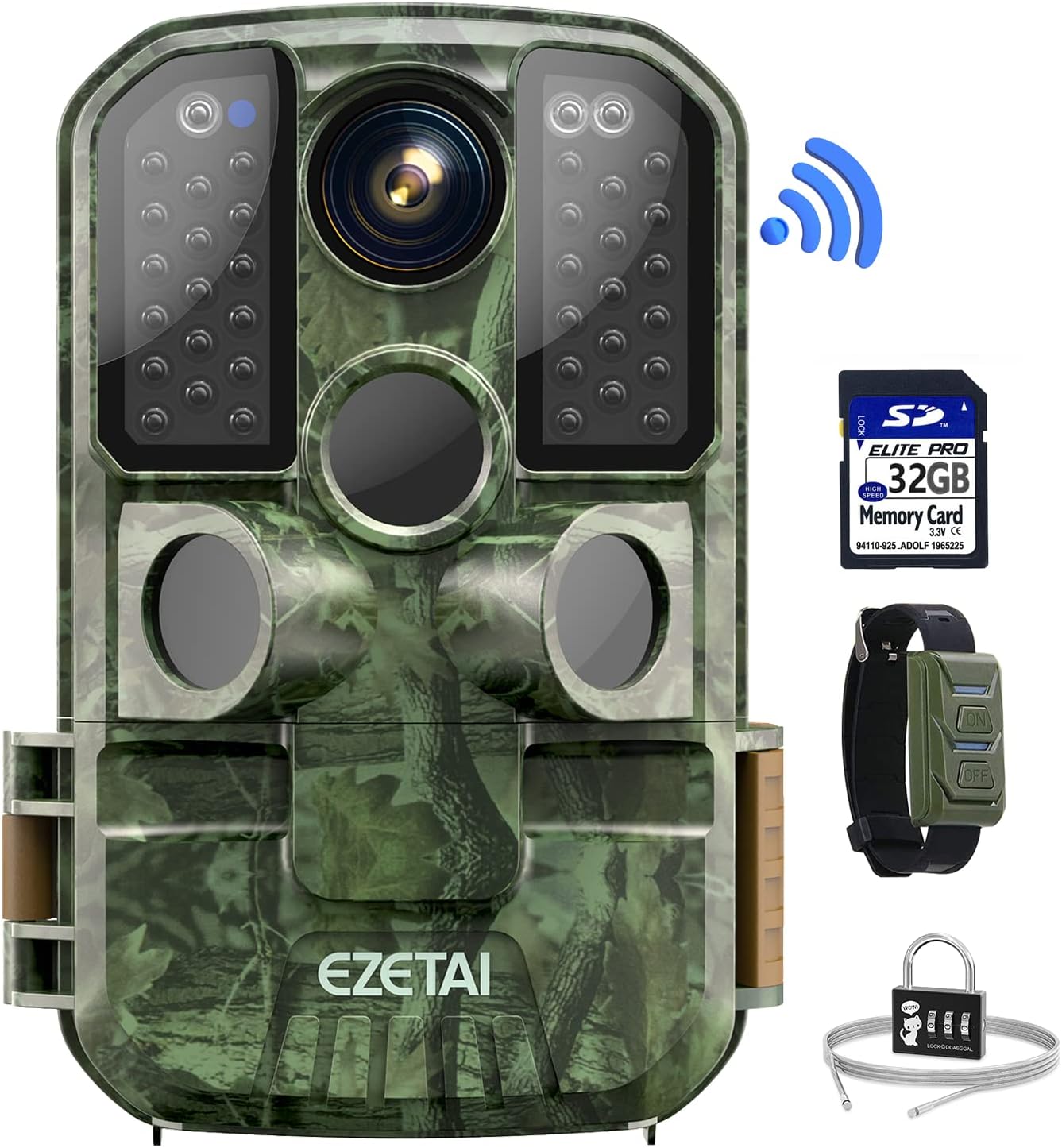 WiFi Trail Camera,EZETAI 24MP Game Cameras,1296P Hunting Motion Cameras with Night Vision Outdoor for Wildlife Monitoring