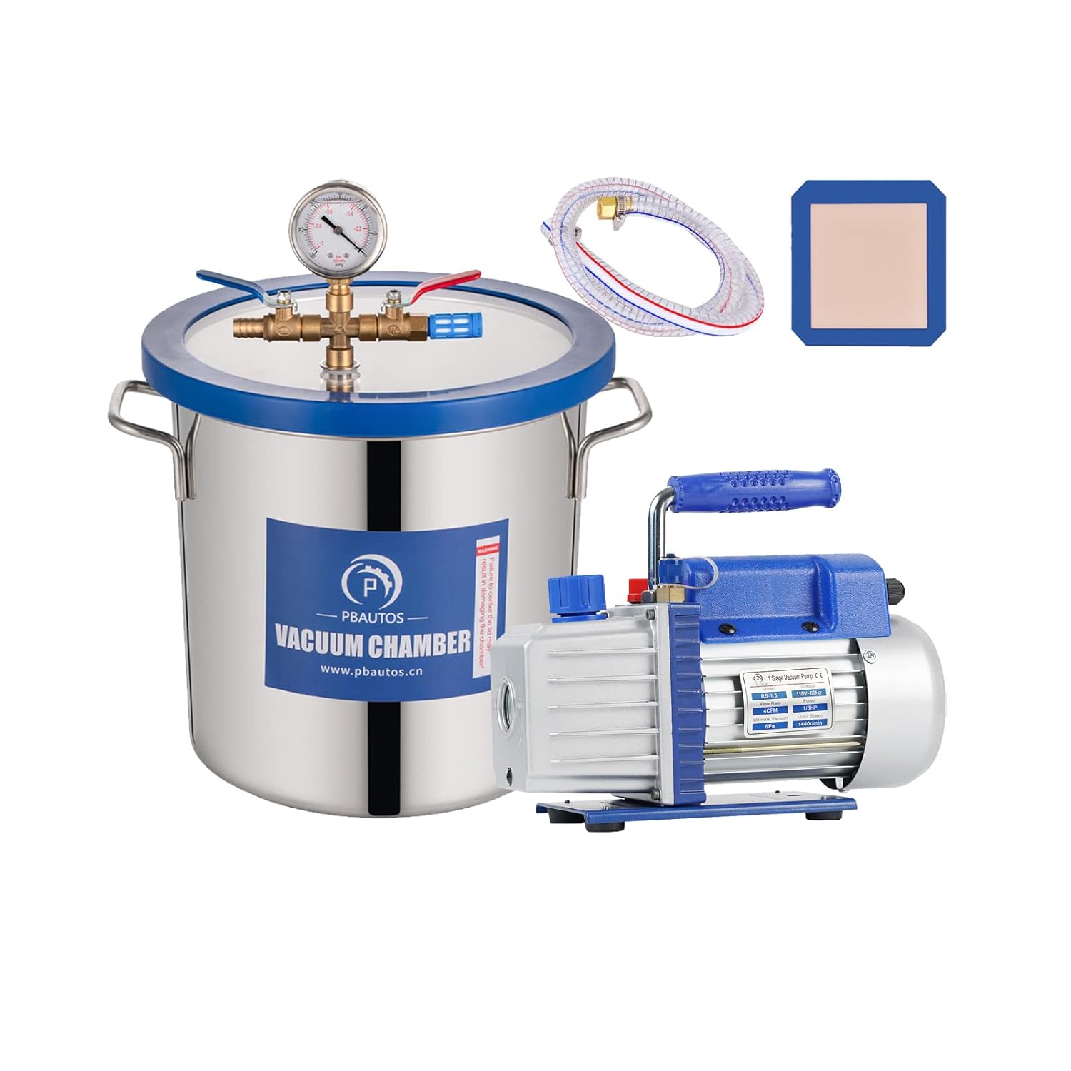 3 Gallon Vacuum Chamber with Pump, Stainless Steel Vacuum Degassing Chamber Kit