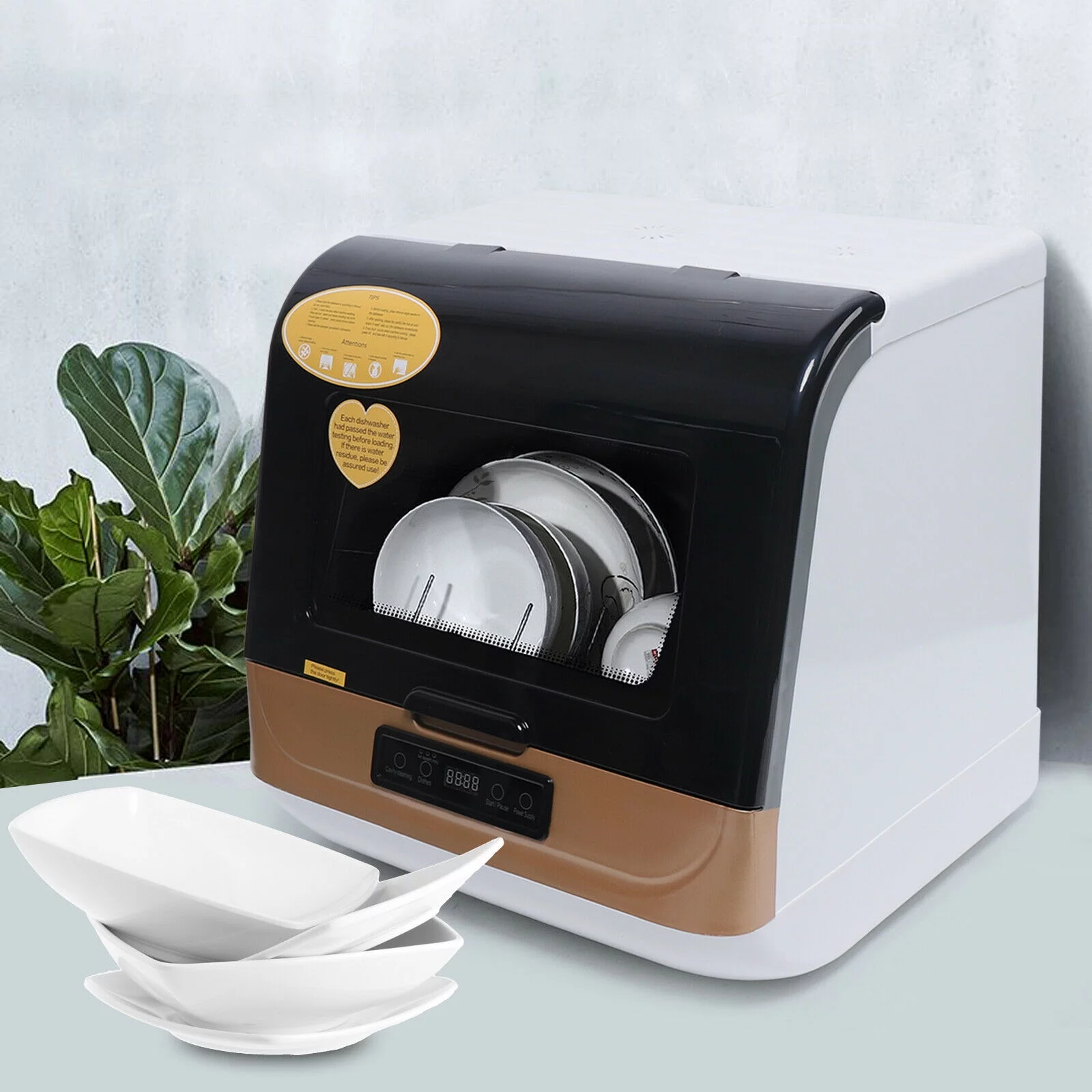 TFCFL Portable Countertop Dishwasher 4 Washing Program Spray Wash with Drying Function