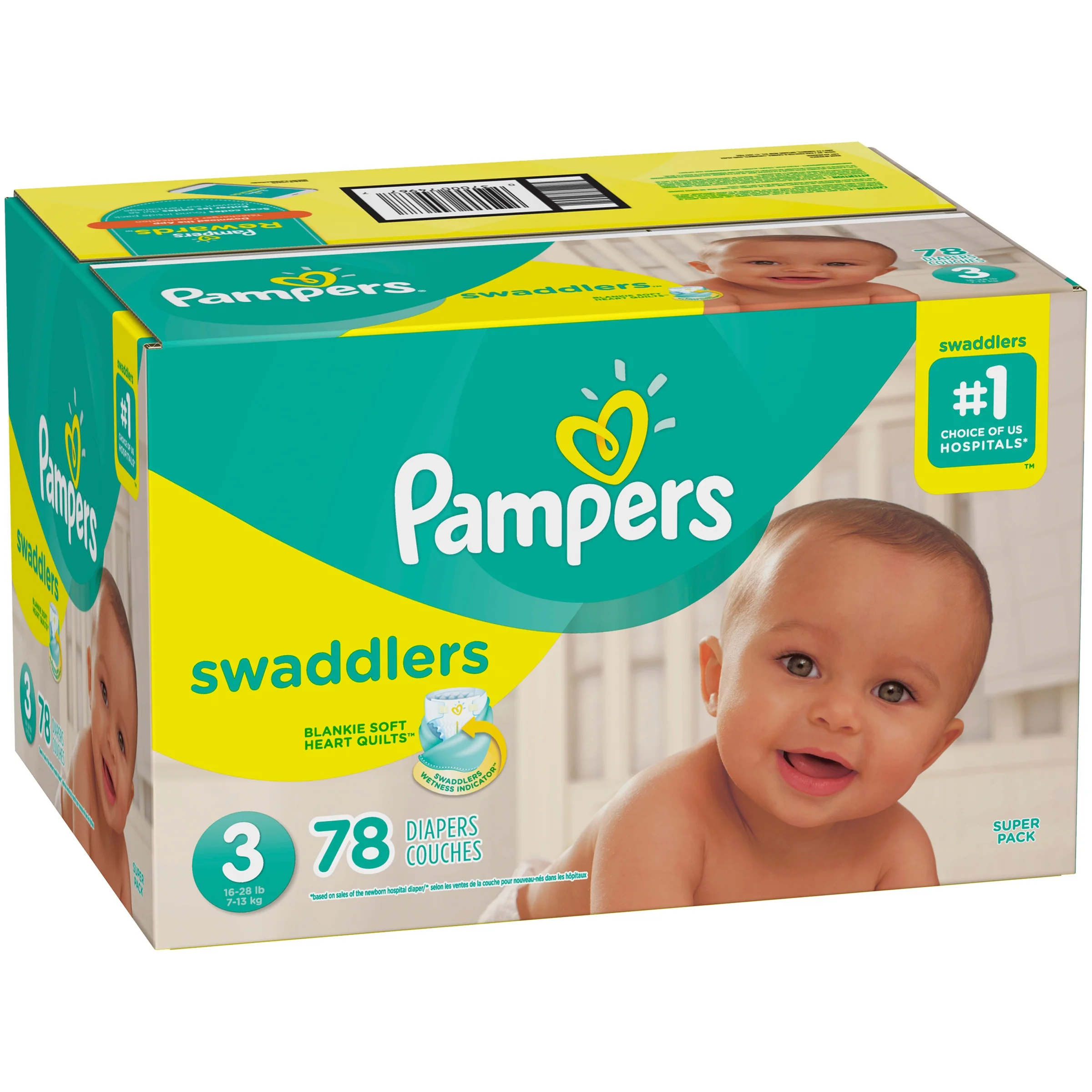 Pampers Swaddlers Diapers, Super Pack, Size 3, 78 Count - Curated Treasures Market