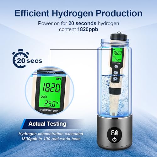 BAVAP Hydrogen Water Bottle 14.1oz Hydrogen Water Bottle Hydrogen Hydro Water Bottle 3-in-1 functionality pro Hydrogen Water Generator hydrolify