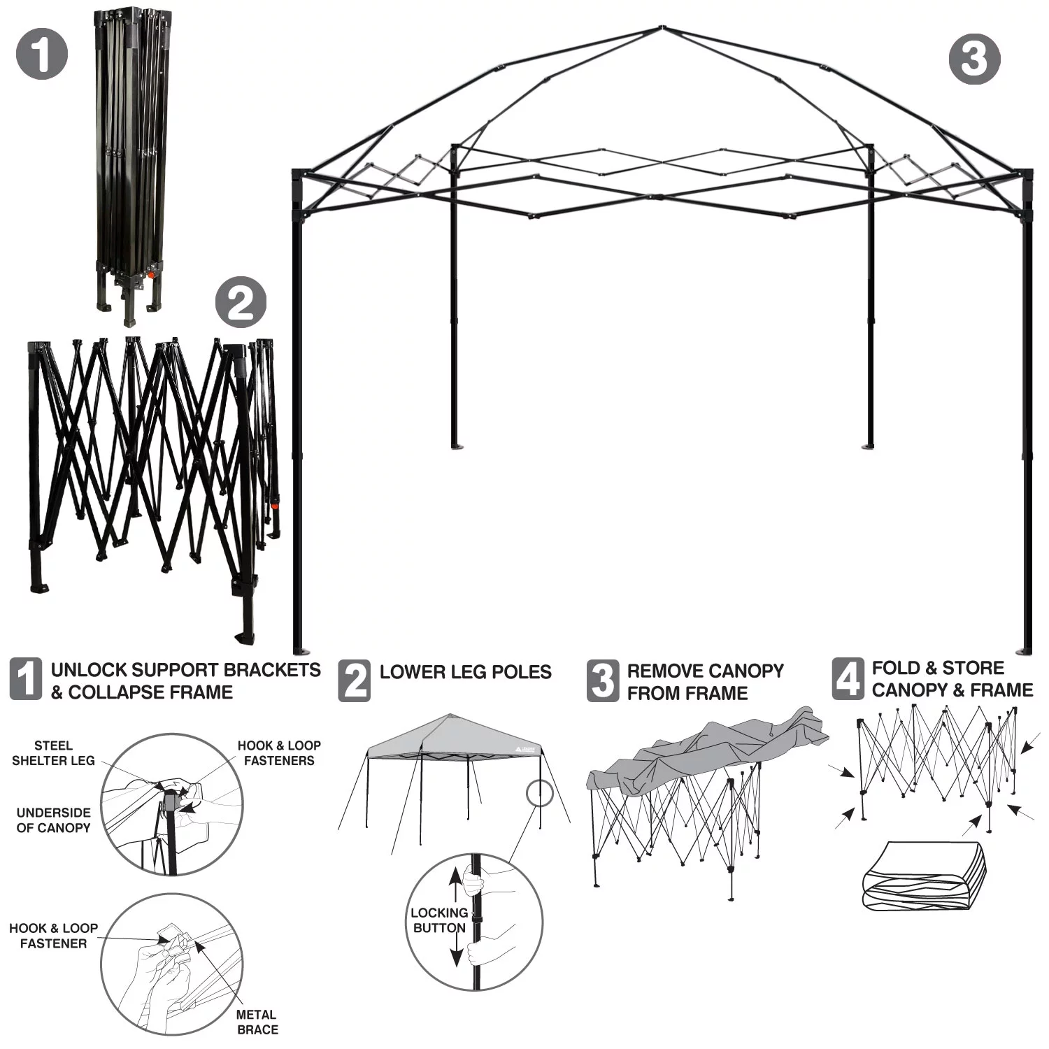 Leader Accessories 10 x 10 ft Instant Canopy Pop Up Canopy White Straight Leg - Curated Treasures Market