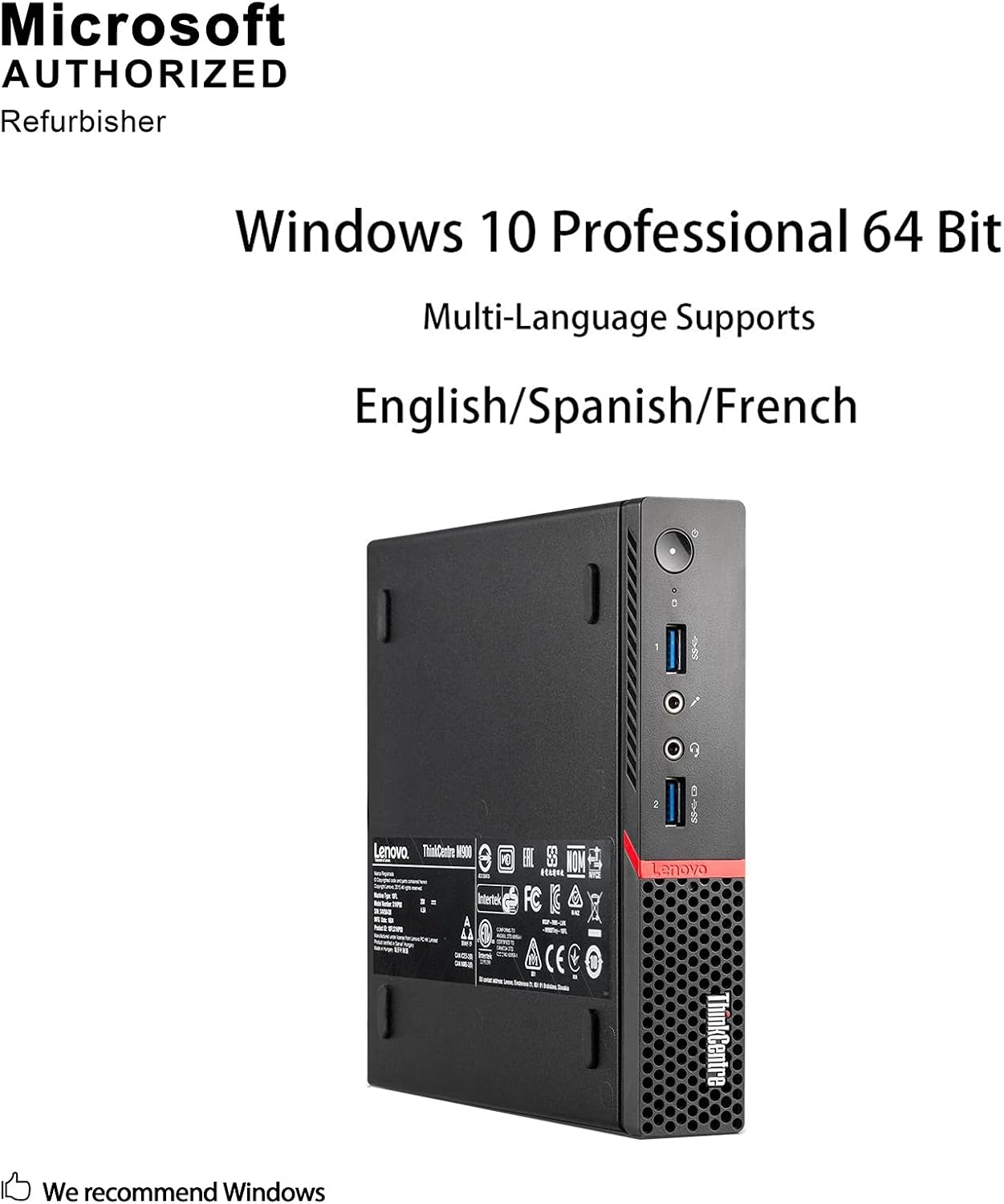 lenovo ThinkCentre M900 Tiny Desktop Micro Tower PC (Intel Core i5-6500T, 8 GB Ram, 256 GB SSD, USB 3.0, WiFi) Windows 10 Pro (Renewed)