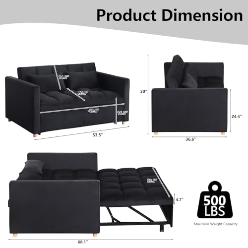 Sleeper Chair Pull Out Chair Beds Sofa Bed Convertible Chair into Bed with USB Ports & Cupholders Adjustable Backrest Sofabed for Living Room