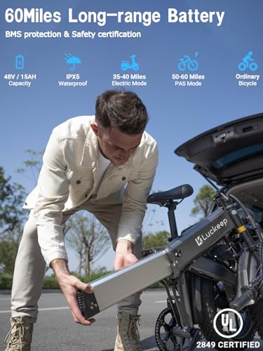 Electric Bike for Adults,1500W Peak Motor,60Miles 28/30MPH,20" Fat Tire All-Terrain Foldable Ebike