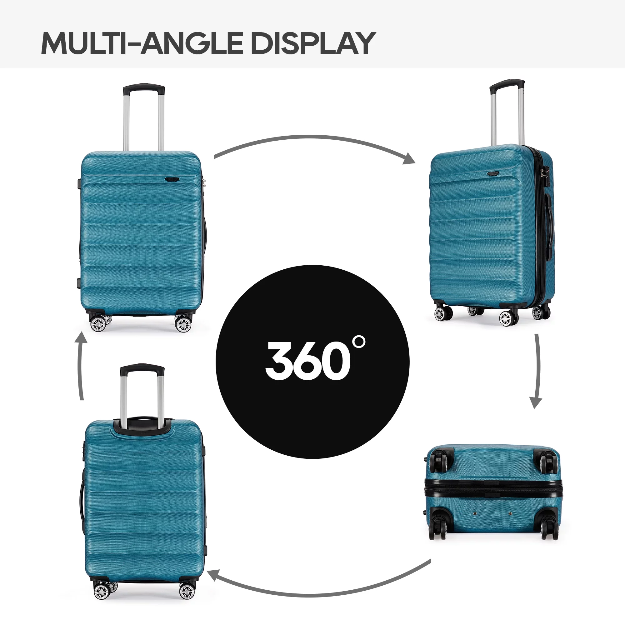 GinzaTravel Expandable Luggage 3 Piece Sets Hard Shell Suitcase Set with Double Spinner Wheels,TSA Lock