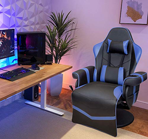 Homall Computer Racing Style Pu Leather Ergonomic Adjusted Reclining Video Gaming Single Sofa Chair with Footrest Headrest and Lumbar Support (Black)