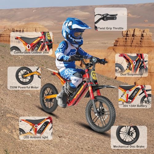 ARC-I 36V Electric Dirt Bike for Kids 5-8, 750W Electric Motorcycle for Kids, 22MPH, Up to 25 Miles, 5-Speed Modes Mini Dirt Bike