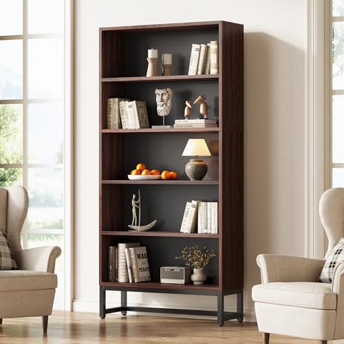 70.8 Inch Tall Bookcase and Bookshelf with Closed Back Shelf, 5-Tier Large Bookcases Organizer with Storage Shelves