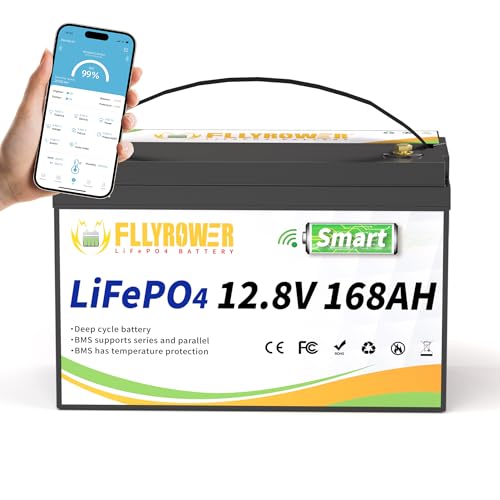 FLLYROWER 12V Lithium Battery 100AH With BMS and 16500 Deep Cycles 12V 100AH Lifepo4 Battery Grade A Cells for Marine Trolling Motor RV camping Solar