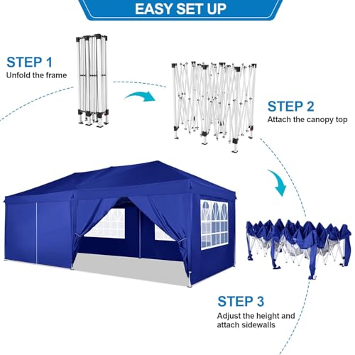 COBIZI 10x10 Pop up Canopy Tent Protable Canopy Tent with 4 Sidewalls Waterproof Commercial Instant Shelter for Parties, Wedding