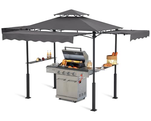 ABCCANOPY 8x5 Grill Gazebo - Outdoor BBQ Canopy Shelter with Led Light for Patio Backyard Grilling (Dark Gray)