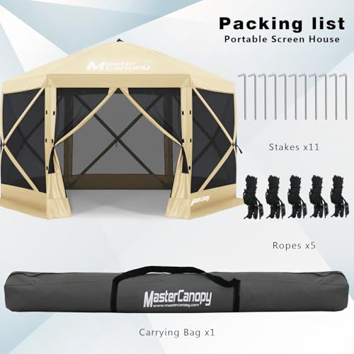 MASTERCANOPY 12x12FT Pop Up Gazebo Screen Tent - Instant Screen House with Netting, Quick Set, Outdoor Canopy Shelter with Carry Bag for Camping