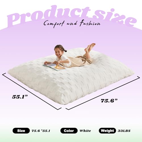 Hobestluk 3 in 1 Bean Bag Chair Giant Bean Bag Chairs Convertible Bean Bag Floor Cushion with Machine Washable Cover