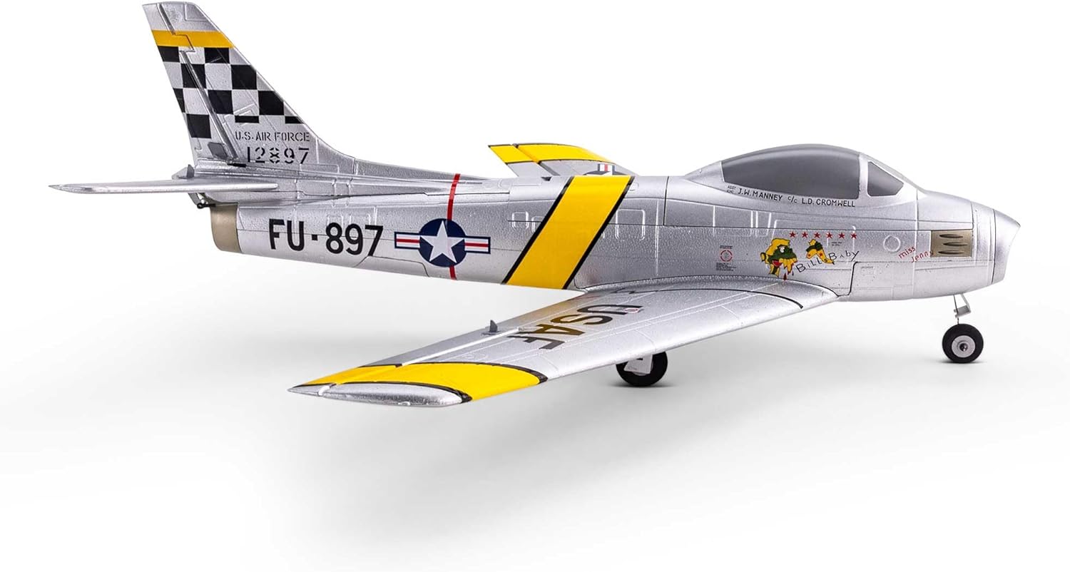E-flite RC Airplane UMX F-86 Sabre 30mm EDF BNF Basic Transmitter Battery and Charger Not Included EFLU7050