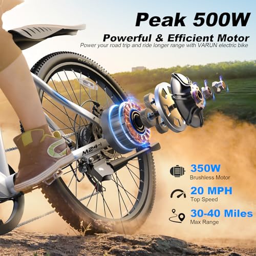 VARUN Electric Bike - Ebikes for Adults 350W (Peak 500W) 20MPH Commuter Ebike with 36V Removable Battery
