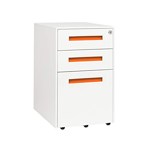 Laura Davidson Furniture Stockpile Square Mobile 3 Drawer File Cabinet - Metal Filing Cabinet, Legal/Letter File Folders, Pre-Assembled