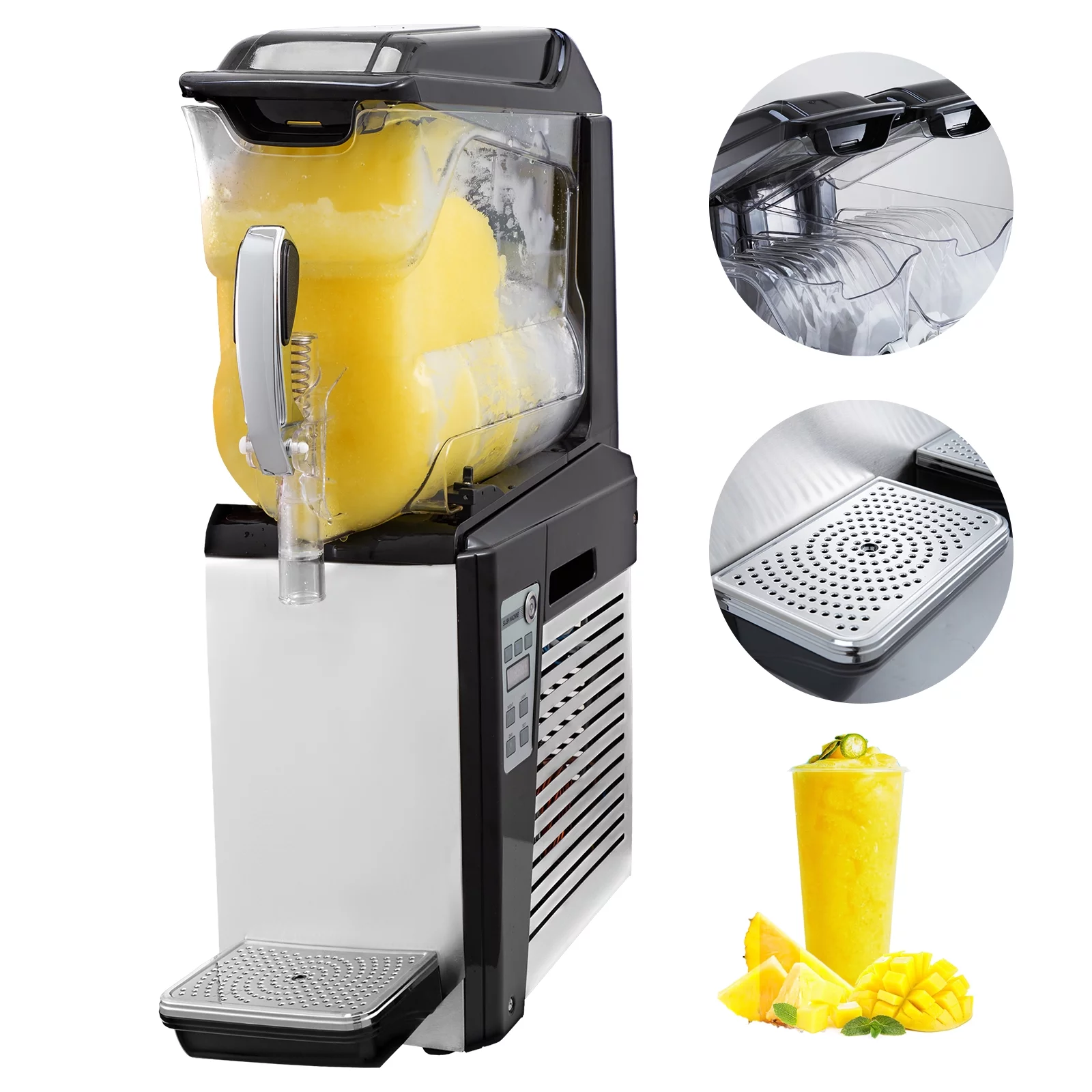 BENTISM Commercial Slushy Machine 10L Single-Bowl Full Size Slush Frozen Drink Machine 600W Commercial Use