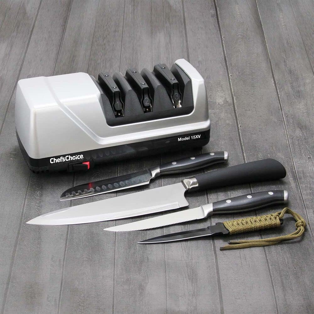 Chef'sChoice 15XV EdgeSelect Professional Electric Knife Sharpener with 100-Percent Diamond Abrasives and Precision Angle Guides for Straight Edge