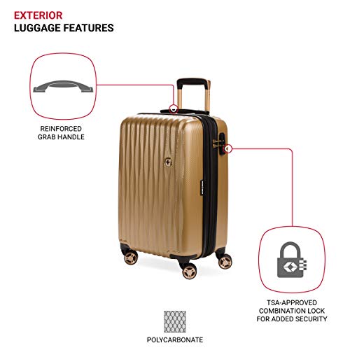 SwissGear 7272 Energie Expandable Hardside Luggage with Spinner Wheels and TSA Lock, Gunmetal, Carry-On 19-Inch