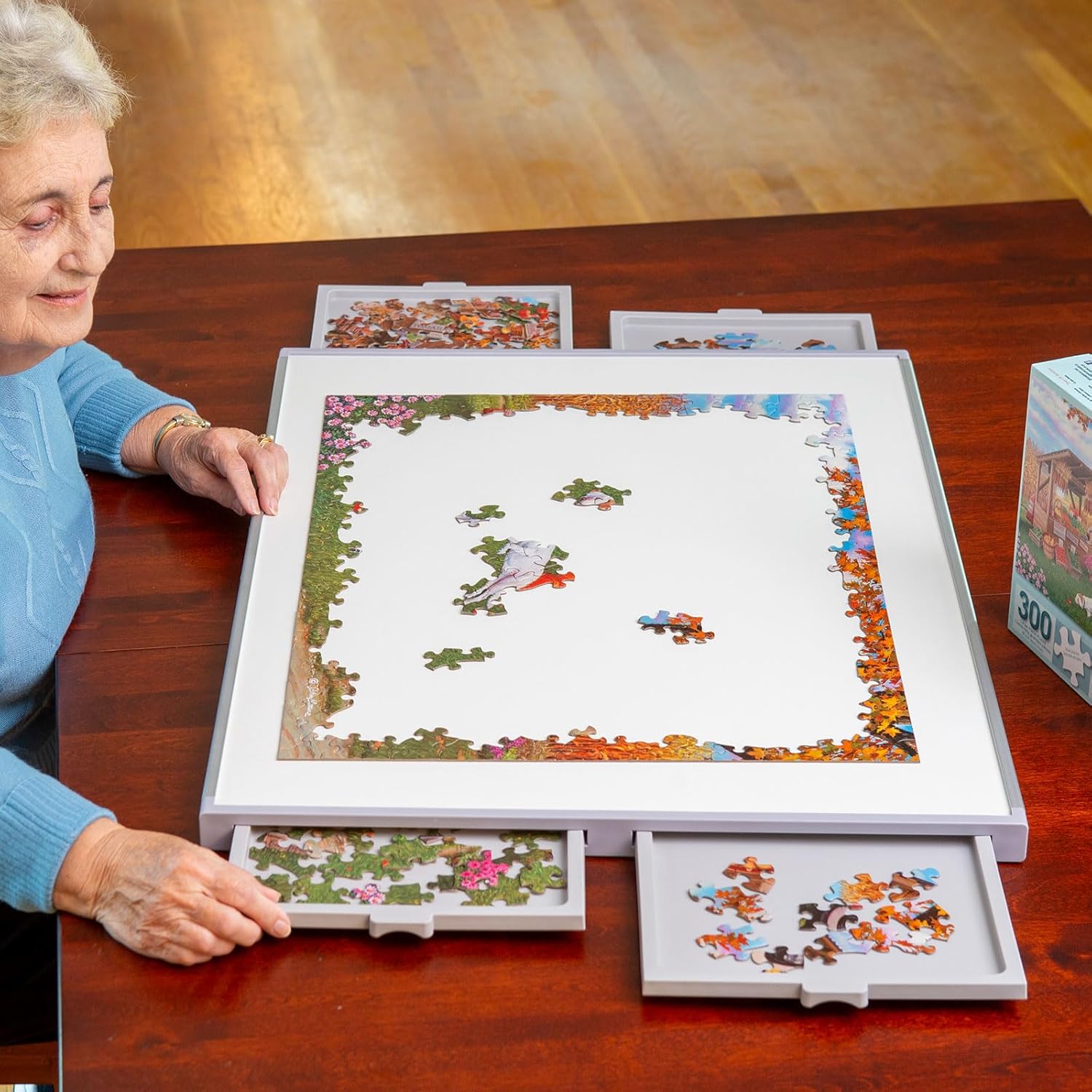 Bits and Pieces - 1500 Piece Puzzle Board with Drawers - Jumbo Pro Plateau
