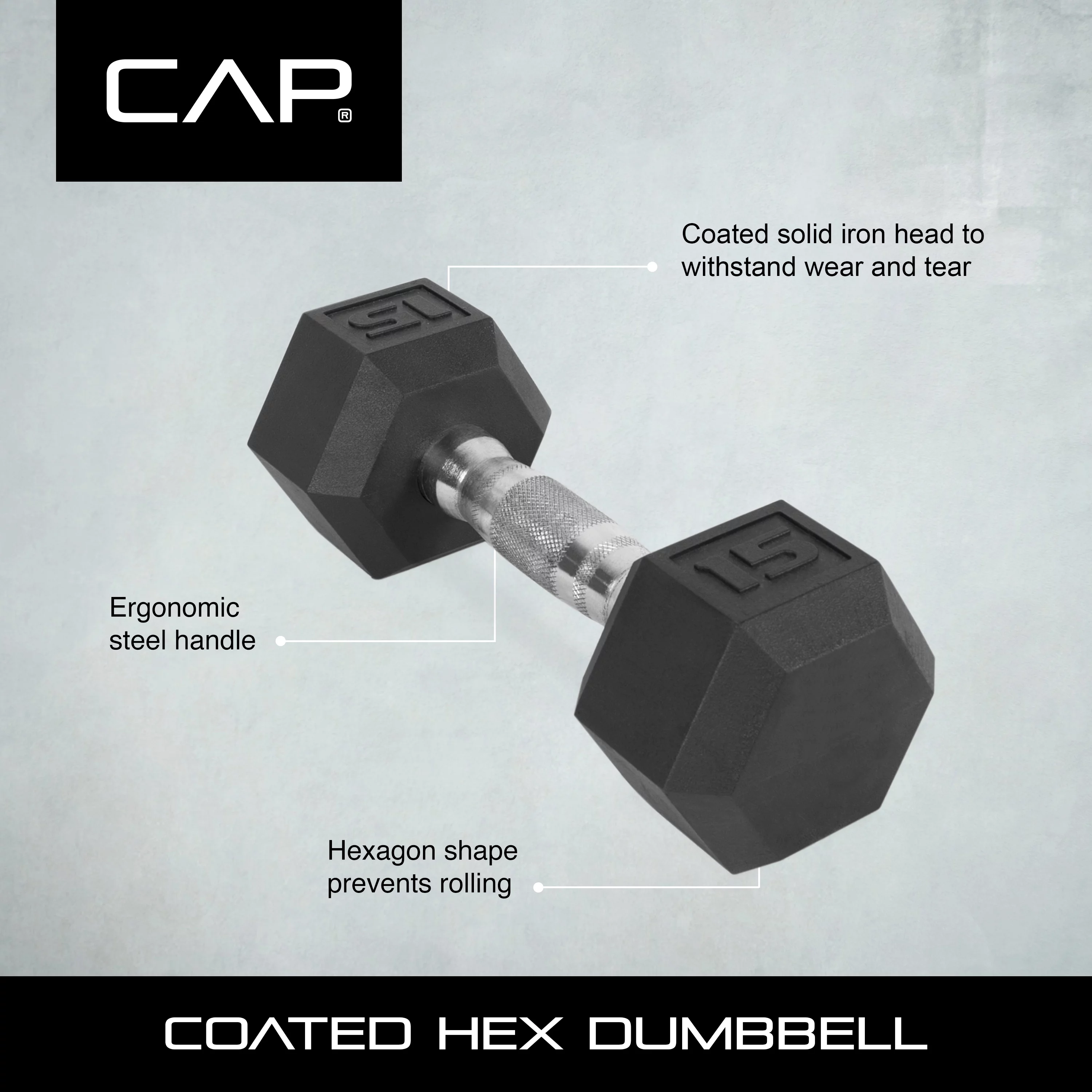 CAP Barbell Coated Hex Dumbbell, Single 85 lbs