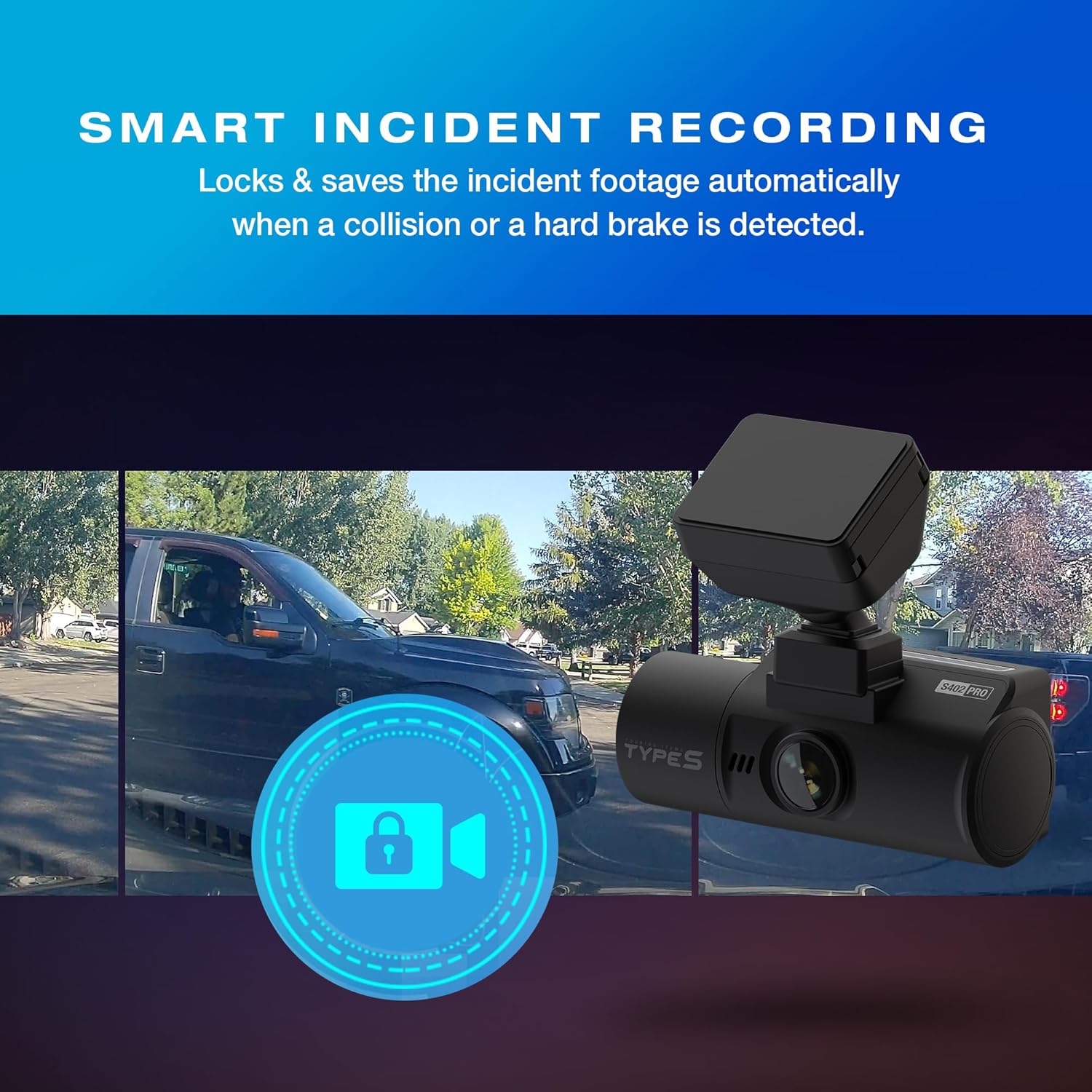 Type S S402 PRO 2-Channel Dash Cam with IR | 4K Front & 2K Cabin View | Optional 1080p Rear Camera | Enhanced Night Vision | Secure Mount | 24-Hr
