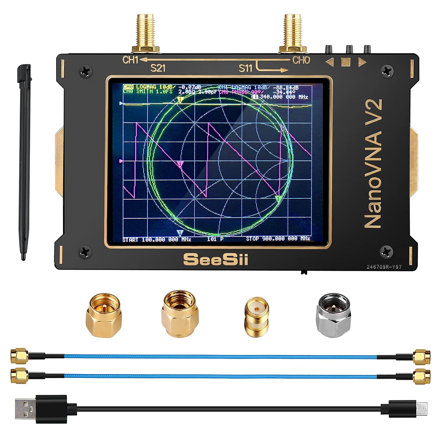 Nanovna SAA-V2 Vector Network Analyzer 10KHz~3GHz HF VHF UHF Antenna Analyzer 3.2 inch Touchscreen with Case,Measuring Duplexer, The Filter