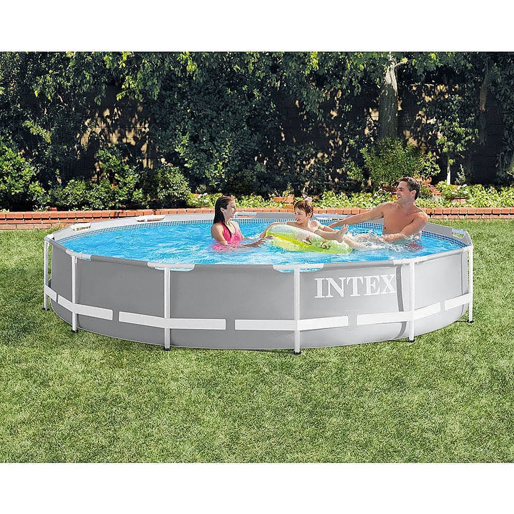 Intex 12 Feet x 30 Inches Durable Prism Steel Frame Above Ground Swimming Pool