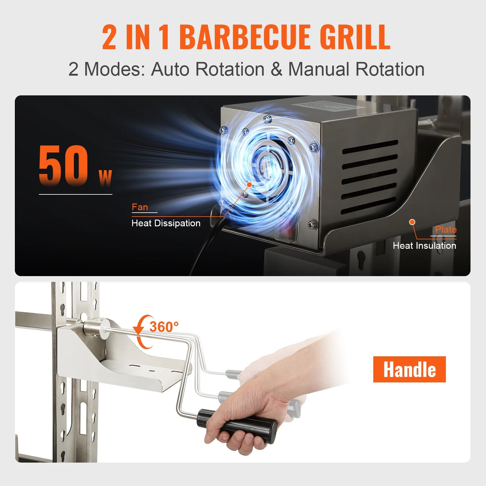 BENTISM Roaster Spit Rotisserie BBQ Grill Whole Pig Lamb Chicken Roaster 50W 90lbs