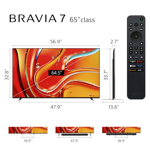 Sony 75 Inch Mini LED QLED 4K Ultra HD TV BRAVIA 7 Smart Google TV with Dolby Vision HDR and Exclusive Features for PlayStation®5 (K-75XR70)