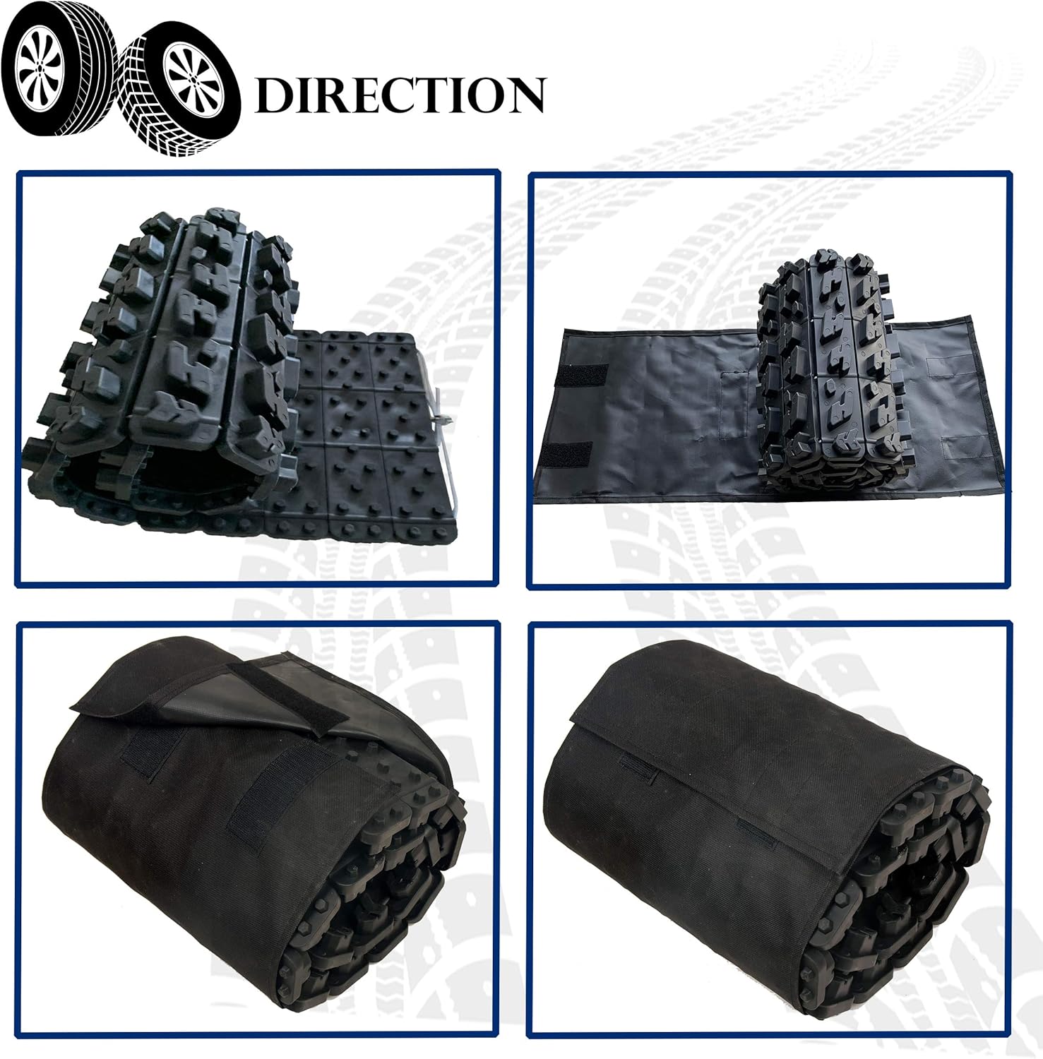 TARKII Tire Traction Mats, Two 39.3 Inch Portable Emergency Caterpillar Bands to Get Your Vehicles Unstuck in Snow, Mud and Sand