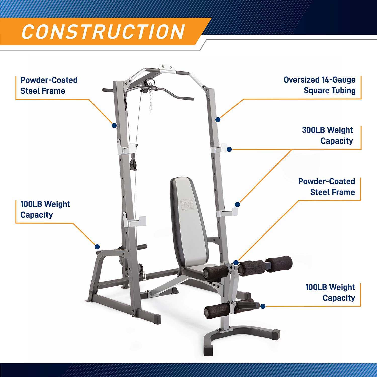 Marcy Pro Deluxe Cage System with Weight Bench PM-5108 - Sports Supplies Online Store