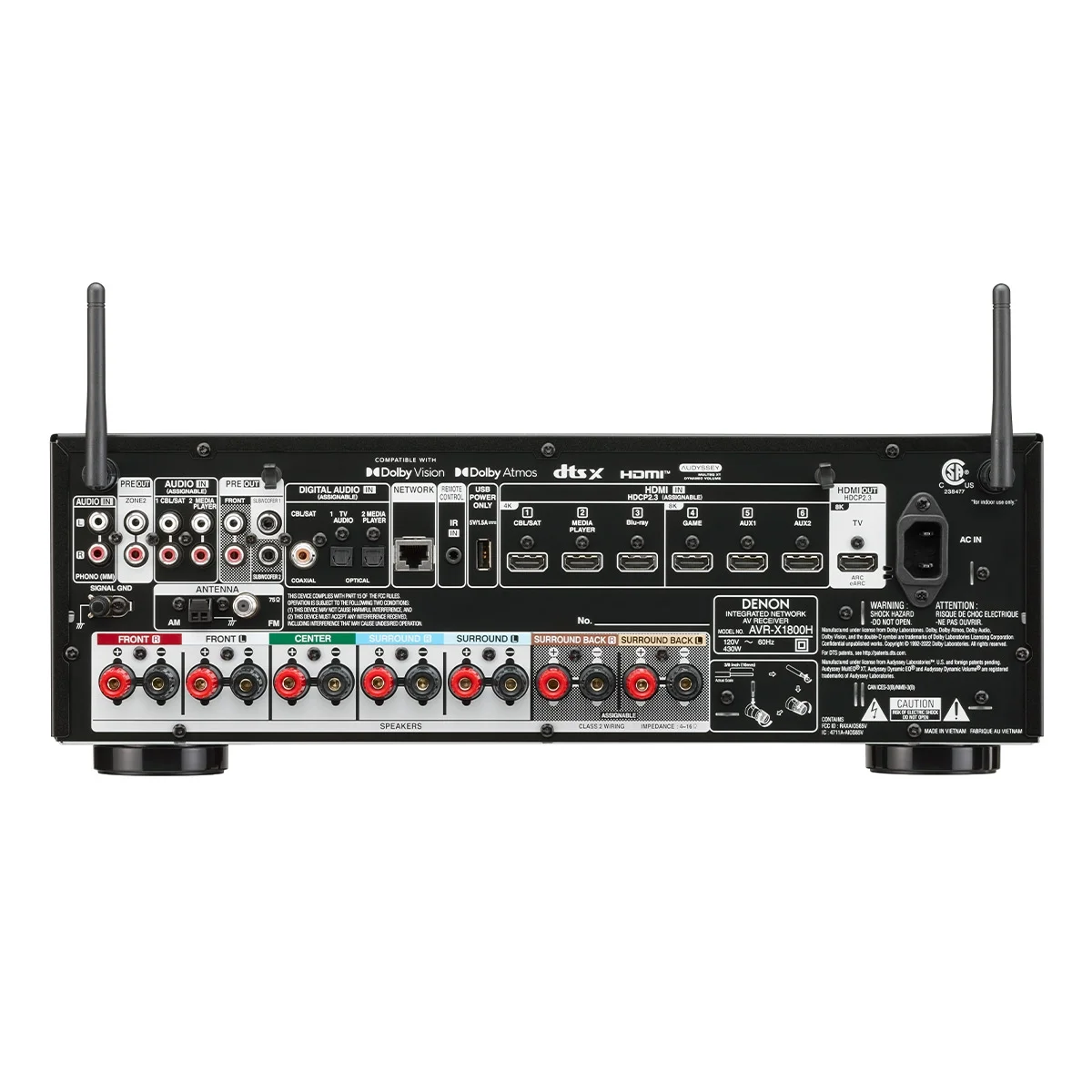 Denon AVRX1800H 7.2 Channel 8K Home Theater Receiver with Dolby Atmos, HEOS Built-In, and Audyssey Room Correction - Radiant Selections