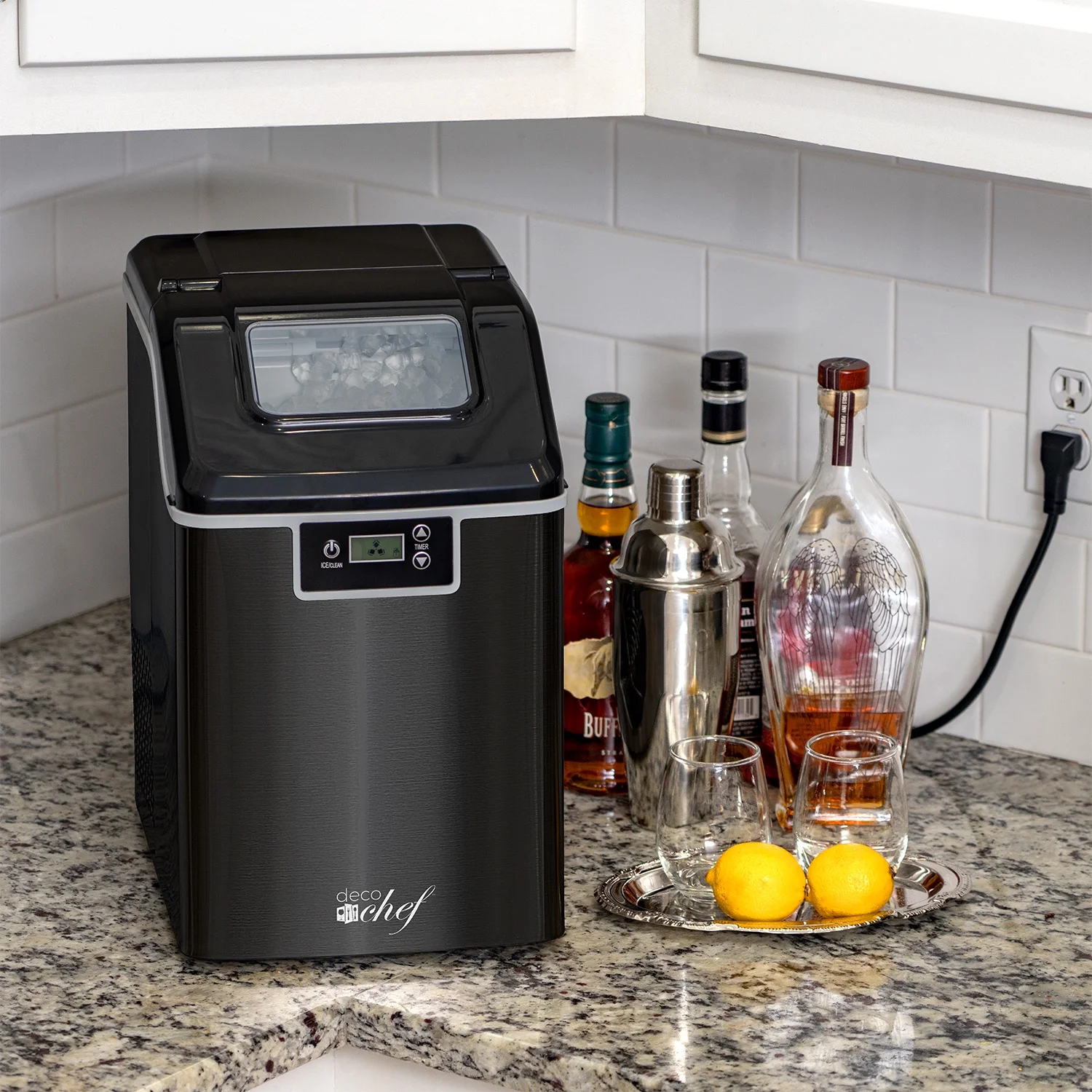 Deco Chef 44LB Countertop Ice Maker, 2.6LB Auto-Renew Basket 1.8LB per Hour, Black