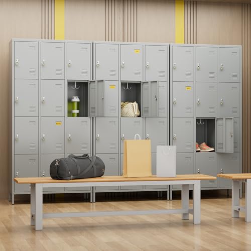 6 Door Metal Storage Locker 18 Hooks,Metal Locker for Employees with Lock for School Garage Office Gym Bedroom,Assembly Required
