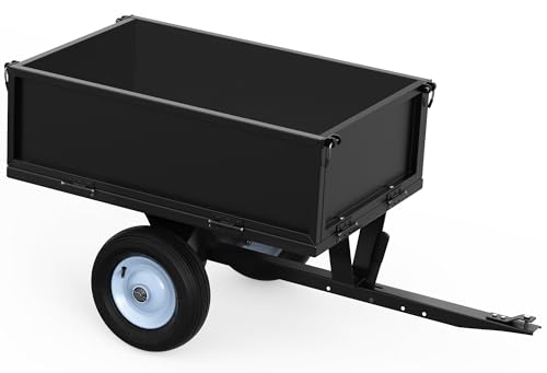 YINTATECH 500lbs Lawn Mower Trailer & ATV Dump Trailer - Heavy-Duty Tow Behind Dump Cart for Tractor, Mower, UTVs (Black)