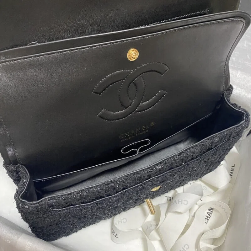 Chanel Class-Flap Bag In Black Tweed 1112