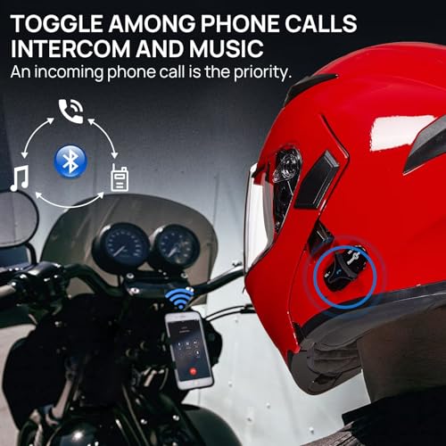 ILM Bluetooth Motorcycle Helmet Modular Flip up Full Face Dual Visor Mp3 Intercom FM Radio DOT Model 902BT(Matte Black, Large)