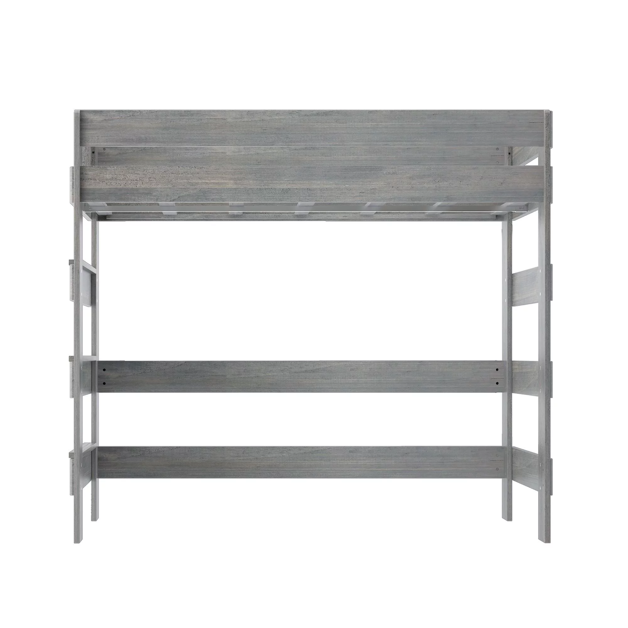 Max & Lily Modern Farmhouse High Loft Bed, Solid Wood Twin Loft Bed Frame for Kids, Driftwood