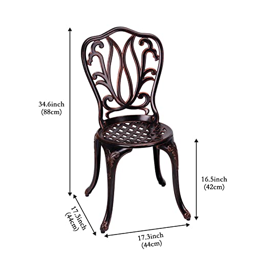 C/G 3 Piece Bistro Set,Outdoor Patio Set,Anti-Rust Cast Aluminum Bistro Table Set for Park Yard Front Porch Furniture(Antique Copper)